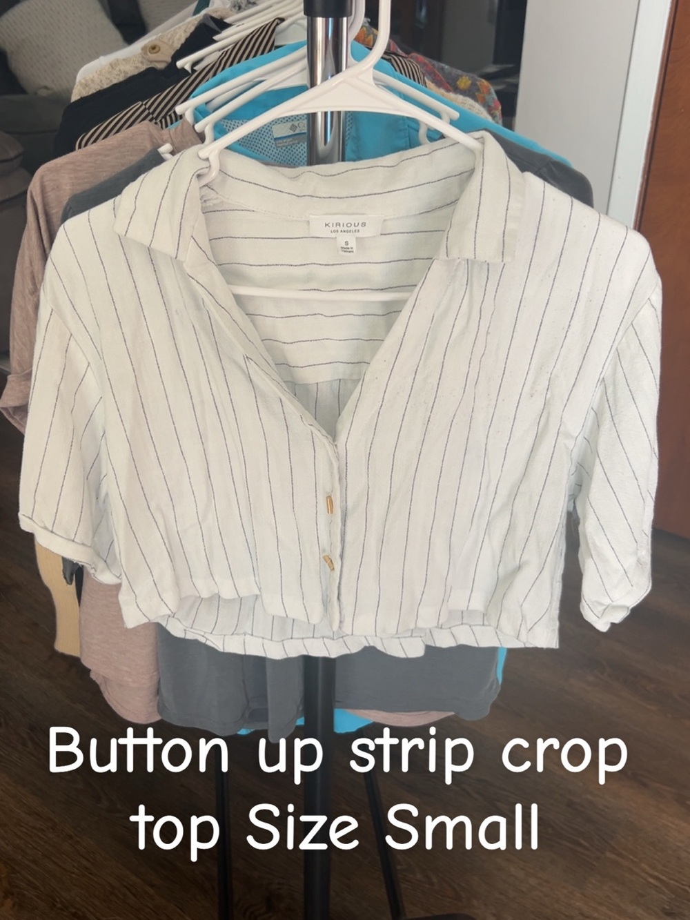 Kirilous White Striped Cropped Button-Down Shirt